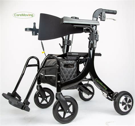 Caremoving 4wheel Rolling Walkers with Seat and Brakes Fold up Adult Stroller Tall Walkers for ...