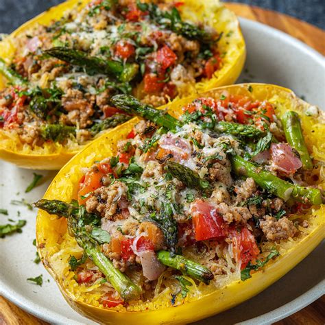Roasted Spaghetti Squash with Ground Turkey - TopLush Recipes