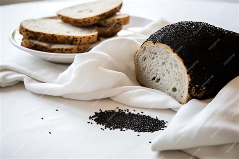 Premium Photo | Sesame Seeds Bread White Table