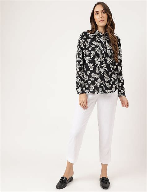 Buy Linen Floral Printed Regular Fit Shirt at Marks & Spencer