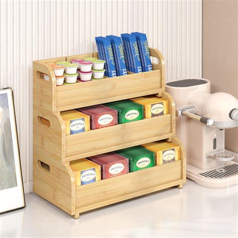 Amazon.com: Tea Holder for Tea Bags Organizer - Bamboo Tea Organizer ...