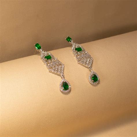American Diamond Necklace Set - Necklace for Wedding - Opulent Emerald ...