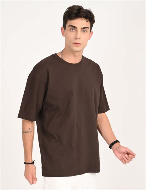Drop Shoulder Half Sleeve Brown T Shirt – Address Apparels