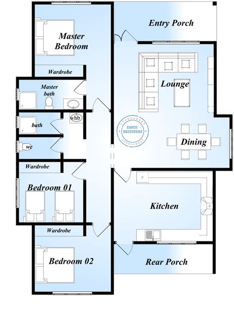 Plan Three Bedroom Bungalow