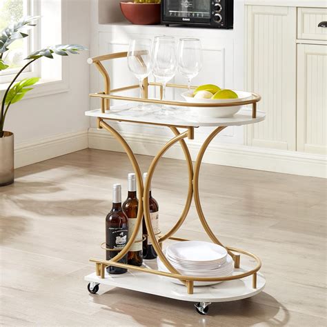 Amazon.com - Lofaris 2-Tier Bar Cart,Mobile Bar Cart,Industrial Style ...