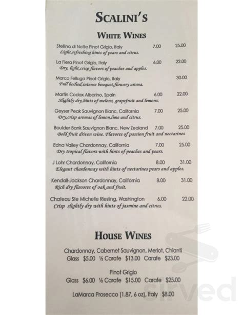 Scalini's Pizza & Pasta menu in Dallas, Texas, USA