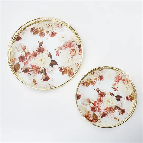 Buy Suvarna Set of 2 Metal Decorative Mirror Trays from Home Centre at ...