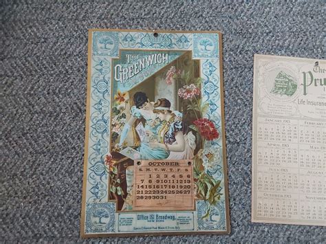 1888 Greenwich Insurance Co & 1913 Prudential Calendar Victorian Woman ...
