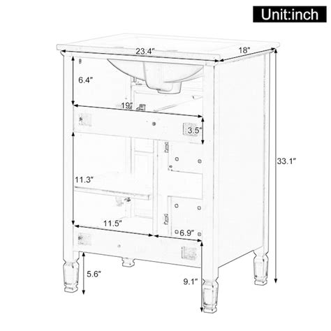 LOVMOR 24-Inch Bathroom Vanity with Sink Solid Wood and MDF Cabinet ...