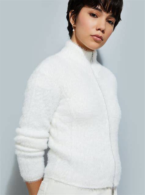 Buy URB_N Women Fuzzy Mock Collar Jacket Online at just Rs. 1399.0 ...