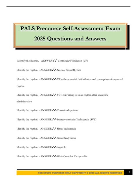PALS Precourse Self-Assessment Exam 2025 Questions and Answers - AHA ...