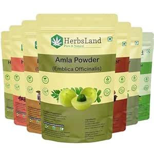 HerbsLand® Bio Organic Amla Reetha Shikakai Hibiscus Bhringraj Heena ...