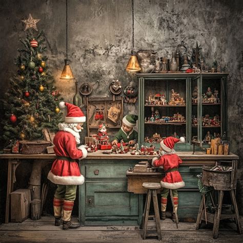 Santa Claus And Elves Art Print Free Stock Photo - Public Domain Pictures