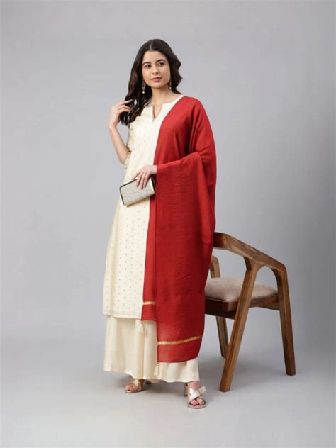 Chanderi Kurti Palazzo Dupatta Set – Elegant Ethnic Ensemble – Aadya