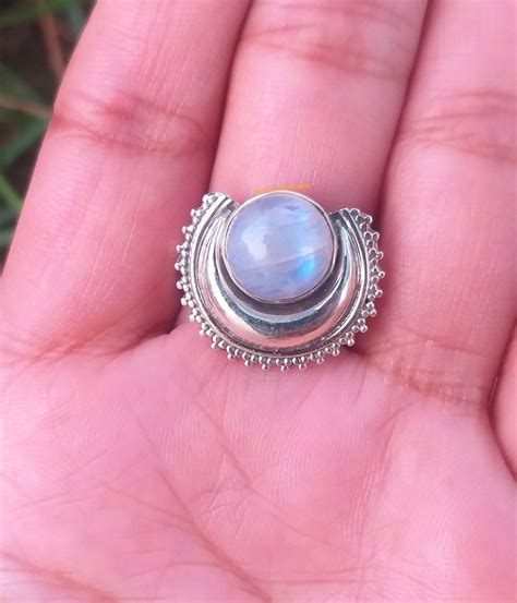 Natural Moonstone Ring 925 Sterling Silver Cocktail Ring - Etsy India