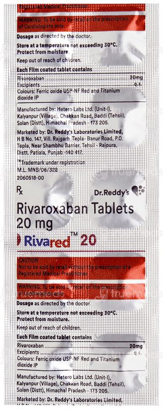 Rivared 20 Tablet 10 - Uses, Side Effects, Dosage, Price | Truemeds