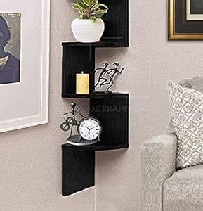 CraftOnline Engineered Wood Zigzag Wall Mounted Corner Shelf Rack Set ...