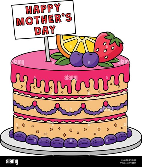 Happy Mothers Day Cake Cartoon Colored Clipart Stock Vector Image & Art ...