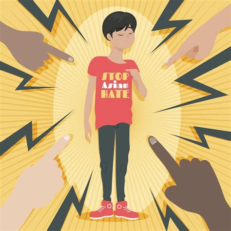 Bio Flat Stop asiatischen Hass | Kostenlose Vektor