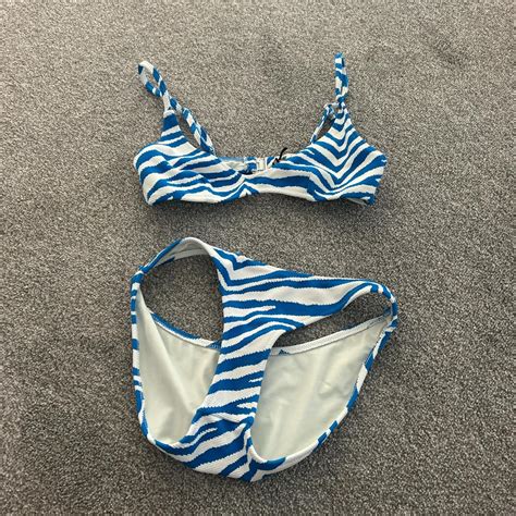 XXS Triangl bathing suit striped, triangle bikini,... | Depop