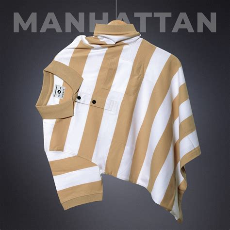 Pure Cotton Stripes Polo Pocket (White/Beach Stripes) – Pitshirts