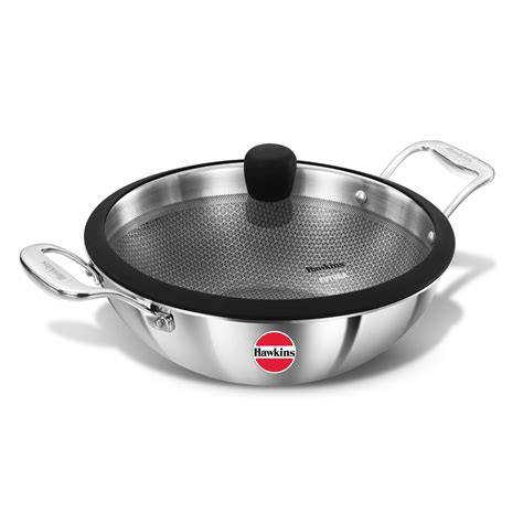 Hawkins Pro 3.5 Litre Shielded Nonstick Triply Deep-Fry Pan, Kadhai ...