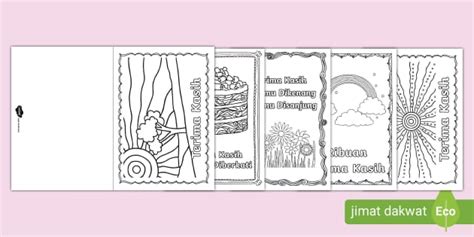 Lembaran Kad Mewarna Ucapan Terima Kasih (teacher made)