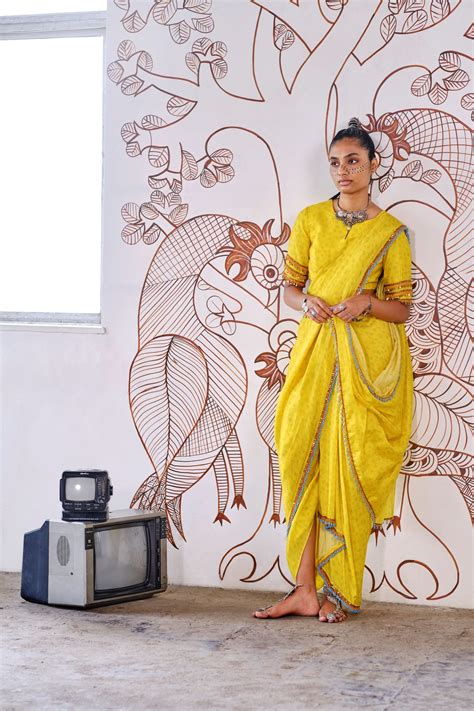 Pre pleated draped dhoti saree - Yellow – Sonam Luthria