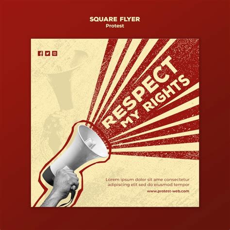 Square flyer with protesting for human rights | Free PSD