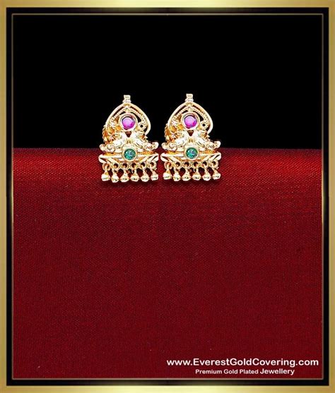 Buy Traditional Ruby Emerald Gold Plated Earrings Daily Use