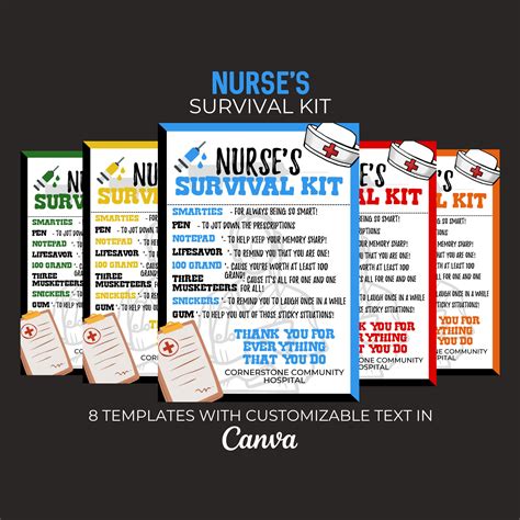 Nurse Survival Kit Team Survival Kit Printable Template Bundle Registered Nurse Appreciation ...