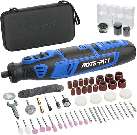 AOTE-PITT 8V Cordless Rotary Tool Kit with 130Pcs Accessories, 30000RPM 5-Speed Multi Portable ...