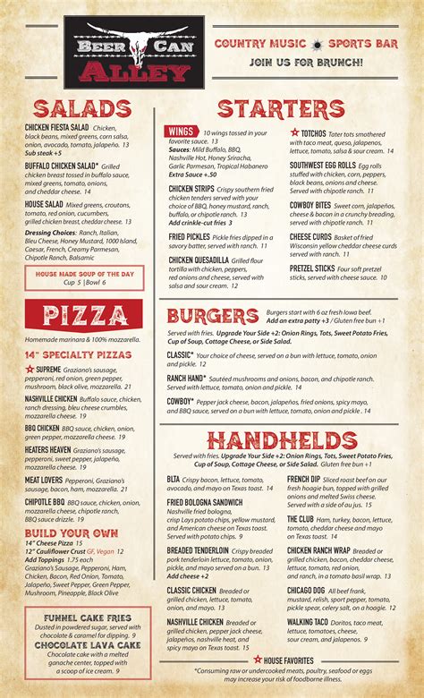 Beer Can Alley Menu at Troy Bellows blog