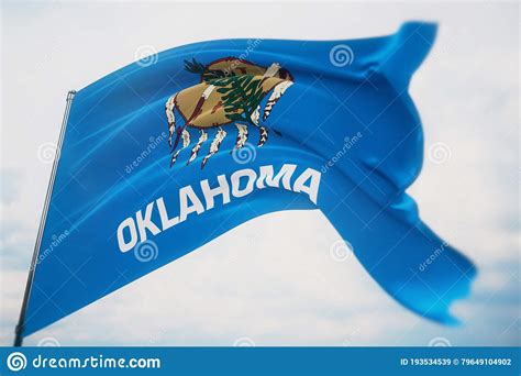 Flags of the States of USA. State of Oklahoma Flag. 3D Illustration ...