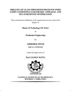 Drilling of Glass Fiber Reinforced Polymer (GFRP) Composites ...