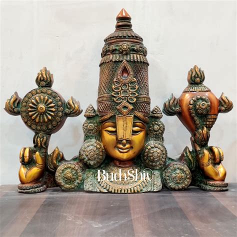 Buy Brass Tirupati Balaji Face Wall Hanging brown gold - Budhshiv.com