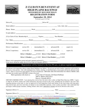 Fillable Online zccc Z club fun run event at high plains raceway - Z ...