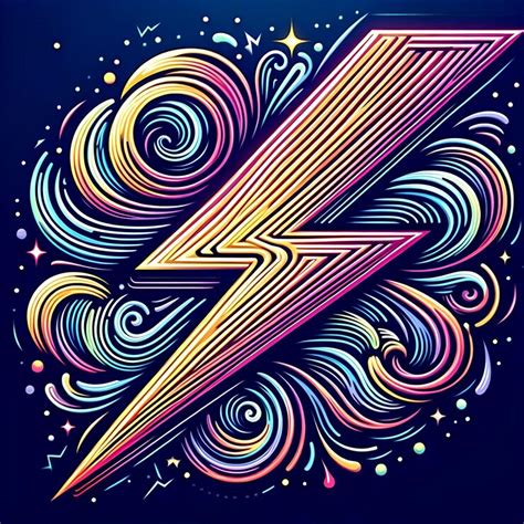 A colorful drawing of a lightning bolt and a multicolored star ...