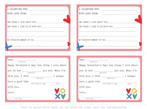 Printable Valentine Card Template Ms Word