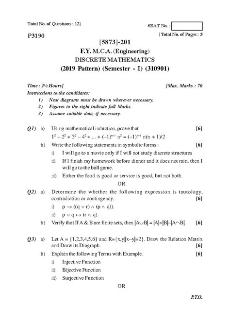 M.C.A ( 2019 Pattern ) - Nowts - Q1) a) Using mathematical induction ...