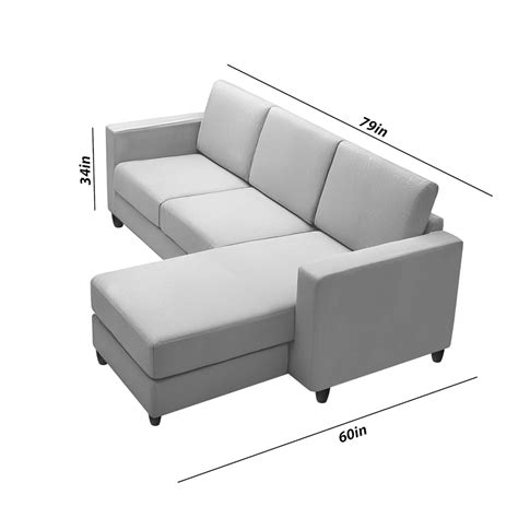 CASALIVING Stoiny RHS 4 Seater L Shape Sofa Set for Living Room (Grey