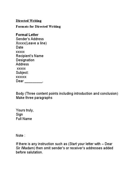 Image result for Directed Writing Format