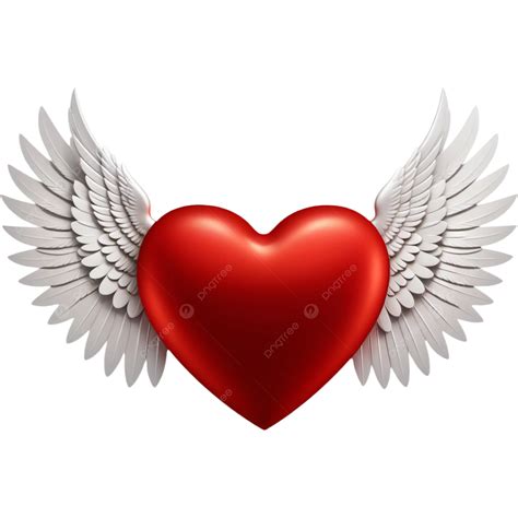 Heart With Wings Angle, Illustration, Element, Cartoon PNG Transparent ...