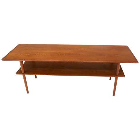 Danish Mid Century Modern Teak Rectangular Teak Coffee Table With ...