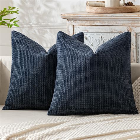 Amazon.com: MIULEE Pack of 2 Navy Blue Decorative Pillow Covers 18x18 ...