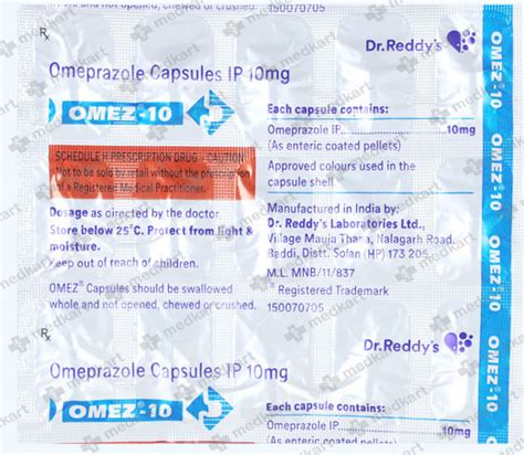 OMEZ 10MG CAPSULE 15'S, Price, Composition & Generic Alternatives - Medkart