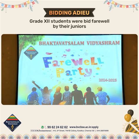 Bhaktavatsalam Vidyashram | Bidding Adieu. Grade XII students were bid ...