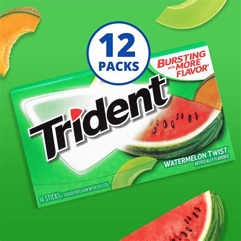 Trident Watermelon Twist Sugar-Free Gum - 12 Packs, 14 Count per Pack ...