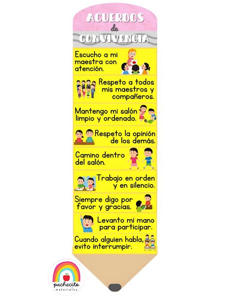 Lápiz decorativo con los acuerdos de convivencia escolar en 2025 ...