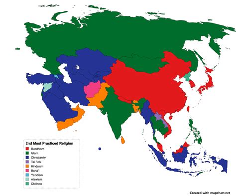 2nd Most Practiced Religions in Asia : r/MapPorn